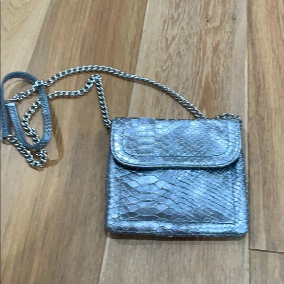 Banana Republic Handbags - Crossbody phone Banana Republic Silver Metallic Reptile Crossbody